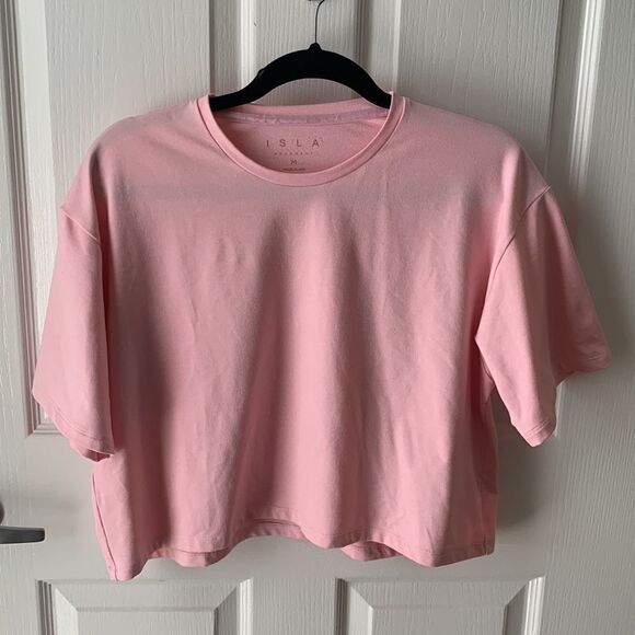 ISLA MOVEMENT Pink Jill Crop Workout Tee - Picture 3 of 5